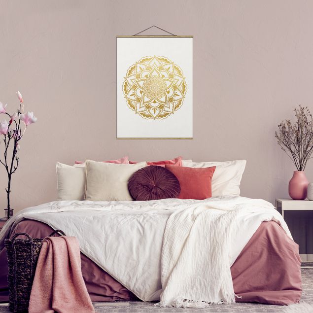 Wandbilder Muster Mandala Illustration Ornament weiß gold