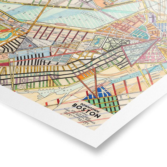 Wandbilder Modern Moderne Karte von Boston