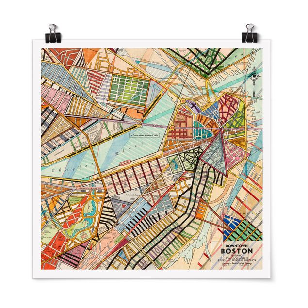 Wandbilder Weltkarten Moderne Karte von Boston