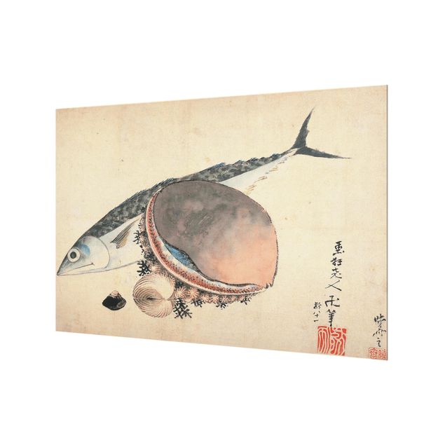 Kunstdrucke kaufen Katsushika Hokusai - Makrele und Seemuscheln