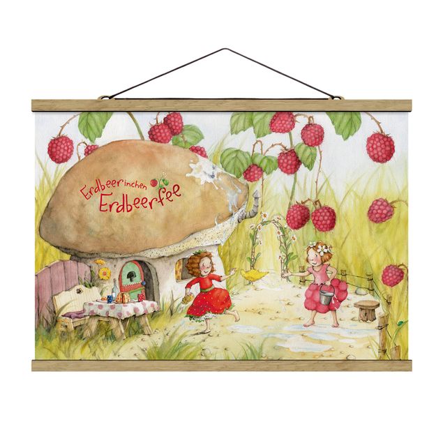 Wandbilder Feen Erdbeerinchen Erdbeerfee - Unter dem Himbeerstrauch