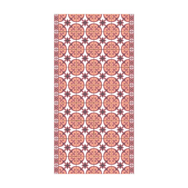 Moderner Teppich Geometrischer Fliesenmix Kreise Orange