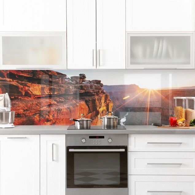 Küchenrückwand Folie selbstklebend Skyline Sonne im Grand Canyon