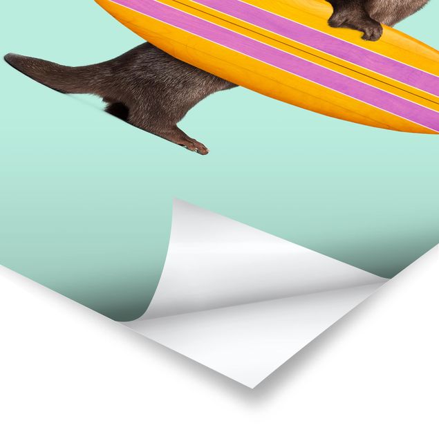 Jonas Loose Kunstdrucke Otter mit Surfbrett