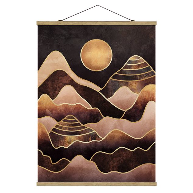Wandbilder Kunstdrucke Goldene Sonne abstrakte Berge