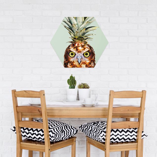 Wandbilder Kunstdrucke Ananas mit Eule