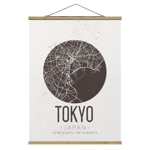 Wandbilder Weltkarten Stadtplan Tokyo - Retro