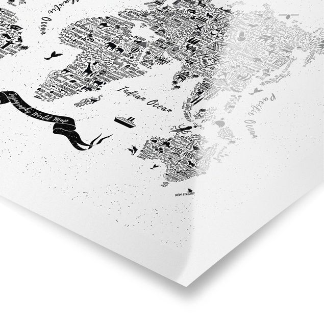 Bilder Typografie Weltkarte weiß
