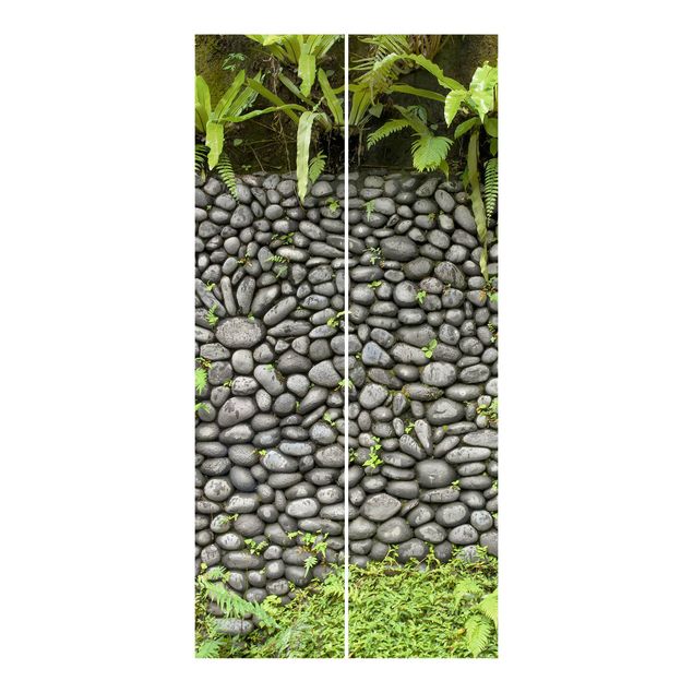 Schiebevorhang Muster Steinwand mit Pflanzen