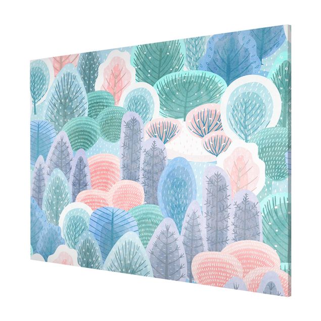 Wandbilder Landschaften Glücklicher Wald in Pastell