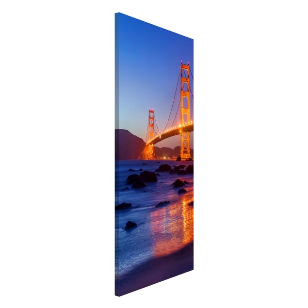 Magnettafel - Golden Gate Bridge am Abend - Panorama Hochformat