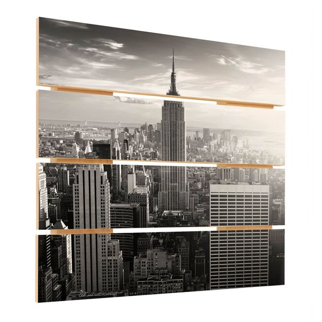Holzbild - Manhattan Skyline - Quadrat 1:1