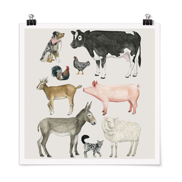 Tiere Poster Bauernhof Tierfamilie I