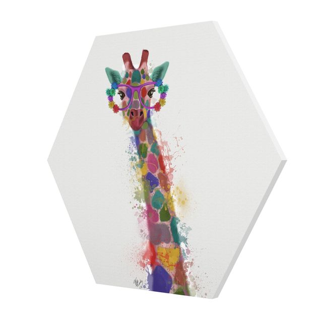 Wandbilder Bunt Regenbogen Splash Giraffe