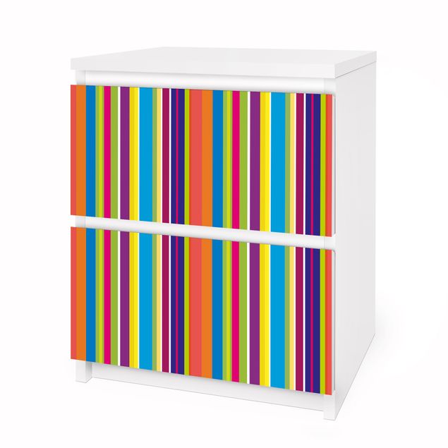 Möbelfolie für IKEA Malm Kommode - Selbstklebefolie Happy Stripes