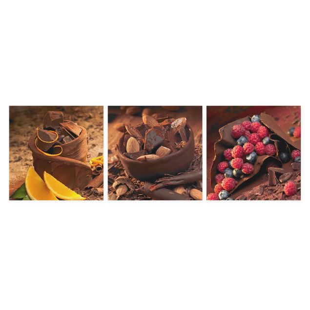 Leinwandbilder kaufen Schokolade mit Früchten und Mandeln