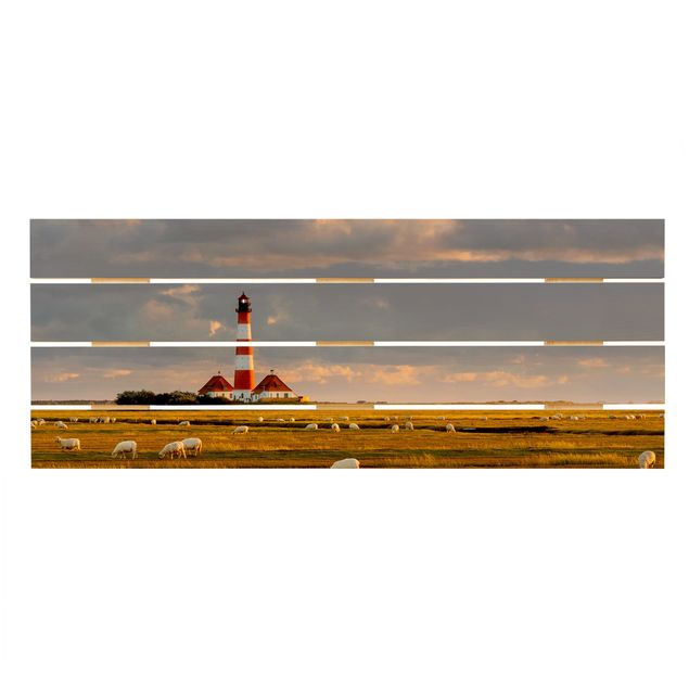 Mirau Bilder Nordsee Leuchtturm mit Schafsherde