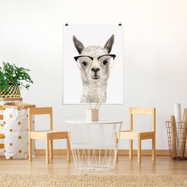 Poster Tiere Hippes Lama mit Brille I