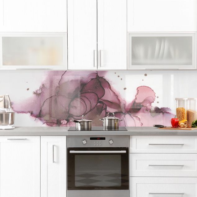Küchenspiegel Glas Fließende Reinheit in Violett