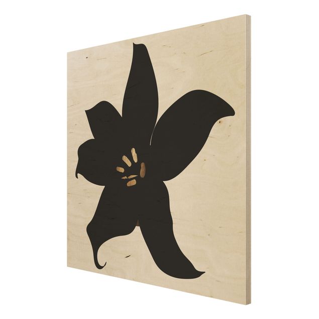 Kubistika Bilder Grafische Pflanzenwelt - Orchidee Schwarz und Gold