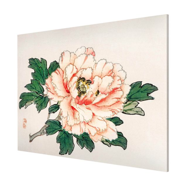 Wandbilder Floral Asiatische Vintage Zeichnung Rosa Chrysantheme