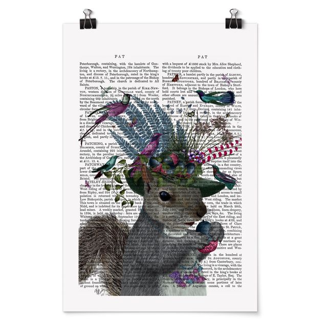 Wandbilder Sprüche Vogelfänger - Eichhörnchen mit Eicheln