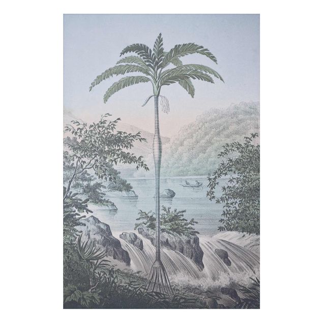 Wandbilder Landschaften Vintage Illustration - Landschaft mit Palme