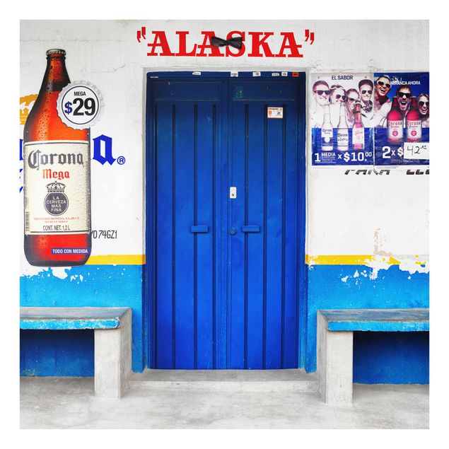 Glasbilder Städte ALASKA Blue Bar