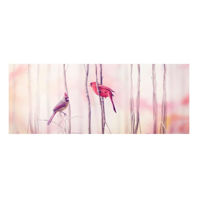 Wandbilder Rosa Vögel auf Zweigen