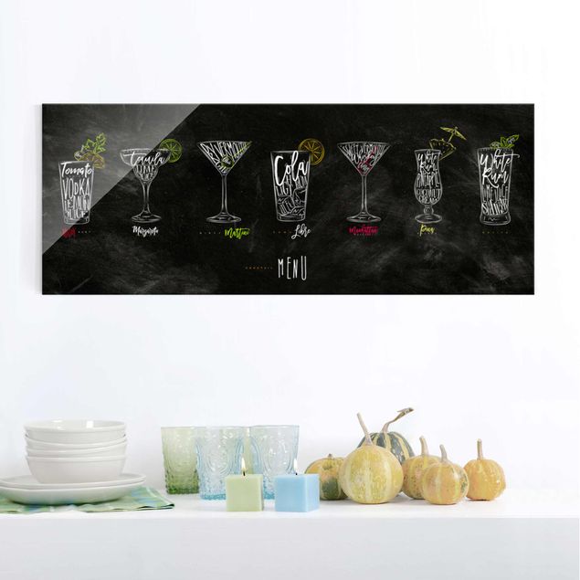 Glasbilder Schwarz-Weiß Cocktail Menu