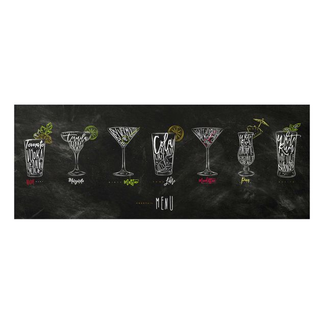 Wandbilder Schwarz-Weiß Cocktail Menu