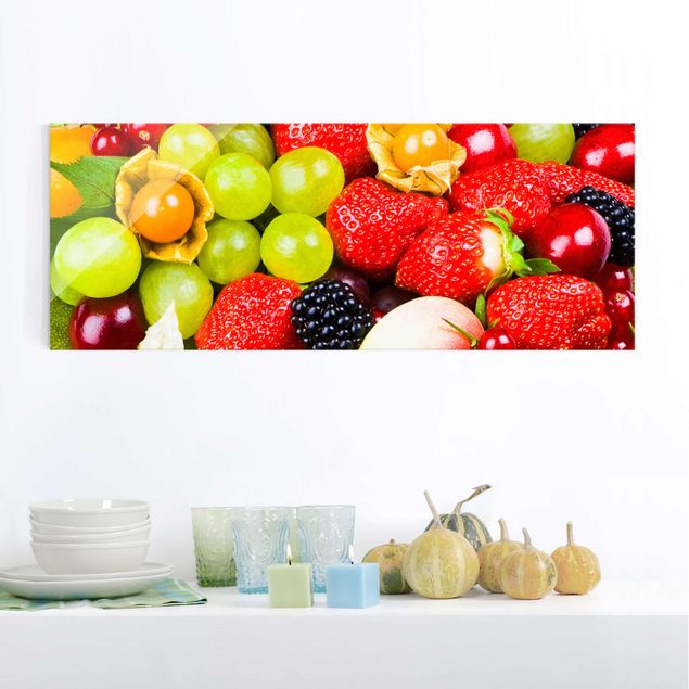 Glasbild - Tropical Fruits - Panorama Quer