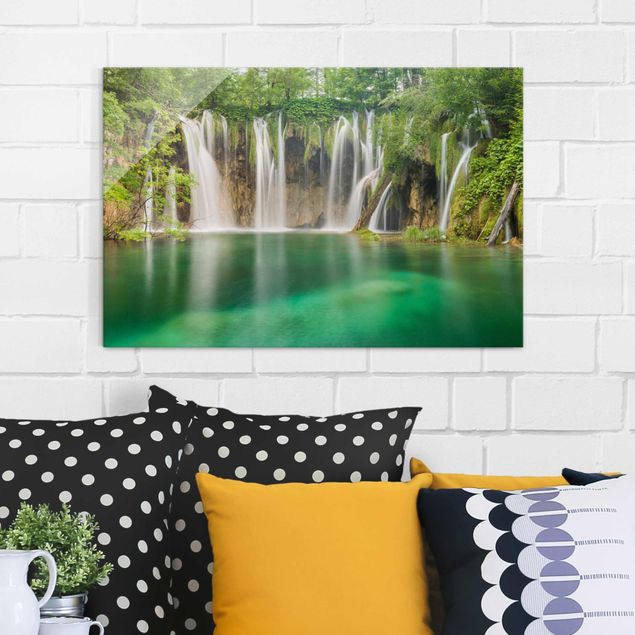 Glasbilder Wasserfälle Wasserfall Plitvicer Seen