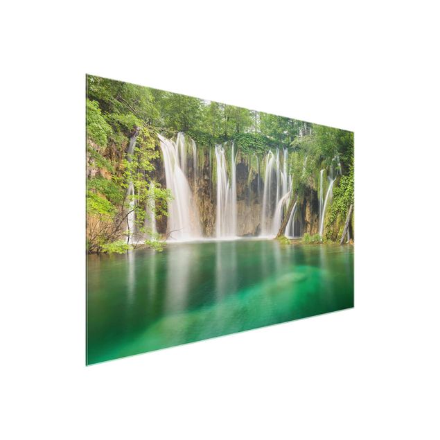 Glasbilder Landschaften Wasserfall Plitvicer Seen