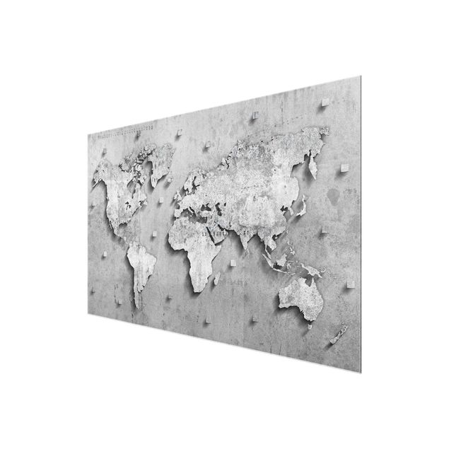 Bilder auf Glas Beton Weltkarte