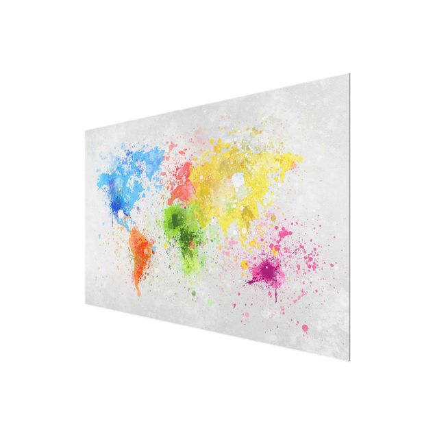 Wandbilder Bunte Farbspritzer Weltkarte