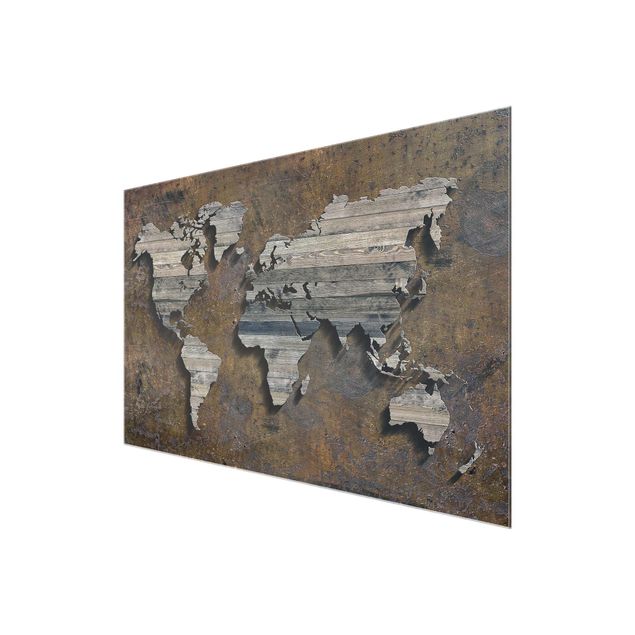 Bilder Holz Rost Weltkarte