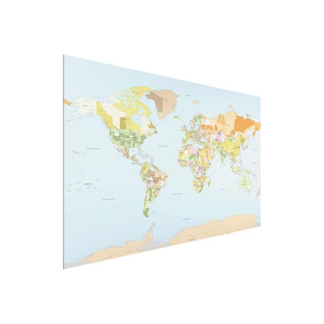 Glasbilder Weltkarte Politische Weltkarte