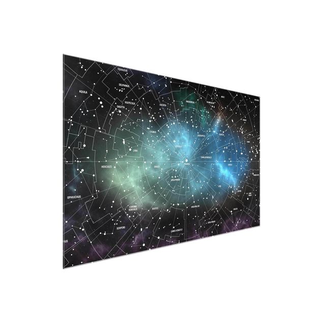 Glasbilder Weltkarte Sternbilder Karte Galaxienebel