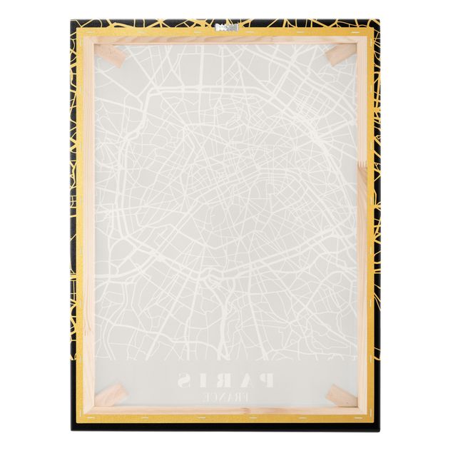 Leinwandbilder Stadtplan Paris - Klassik Schwarz