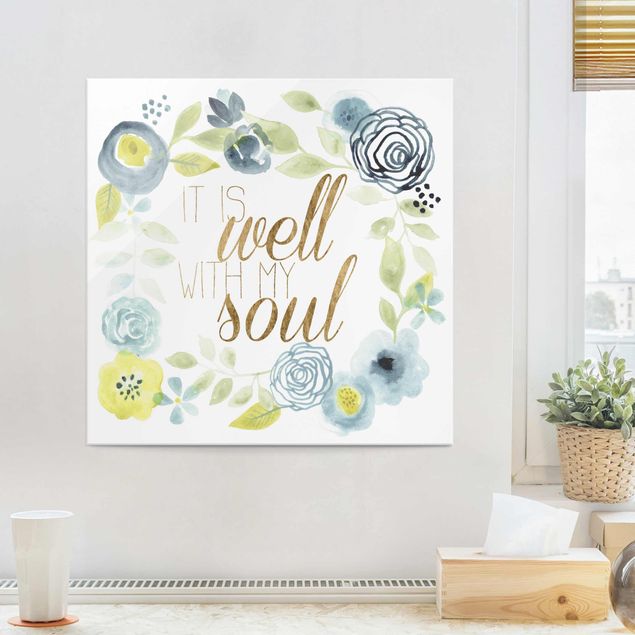 Wanddeko Küche Blumenkranz mit Spruch - Soul