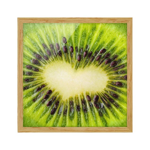 Wandbilder Grün Kiwi Heart