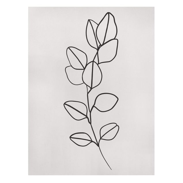 Leinwandbilder Blumen Line Art Zweig Blätter Schwarz Weiß