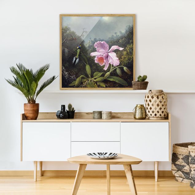 Küche Dekoration Martin Johnson Heade - Stillleben mit Orchidee und zwei Kolibris