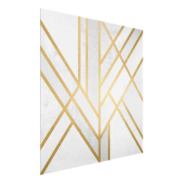 Wandbilder Kunstdrucke Art Deco Geometrie Weiß Gold
