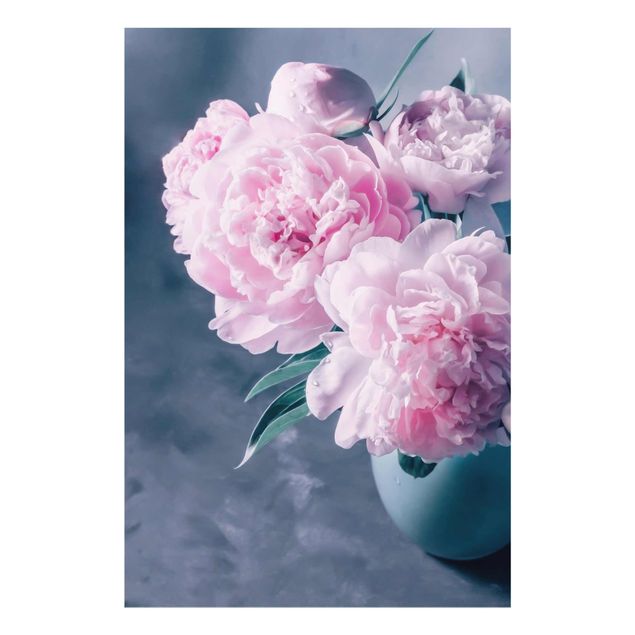 Wandbilder Floral Vase mit Rosa Pfingstrosen Shabby