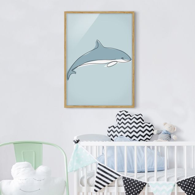 Tierbilder mit Rahmen Delfin Line Art