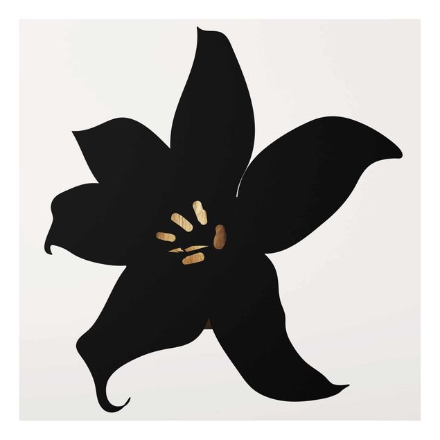 Glasbilder Blumen Motive Grafische Pflanzenwelt - Orchidee Schwarz und Gold