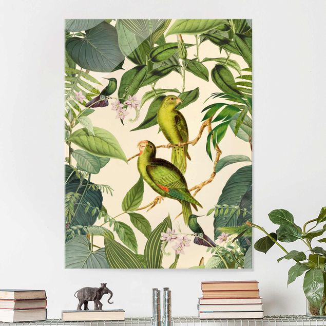 Küche Dekoration Vintage Collage - Papageien im Dschungel
