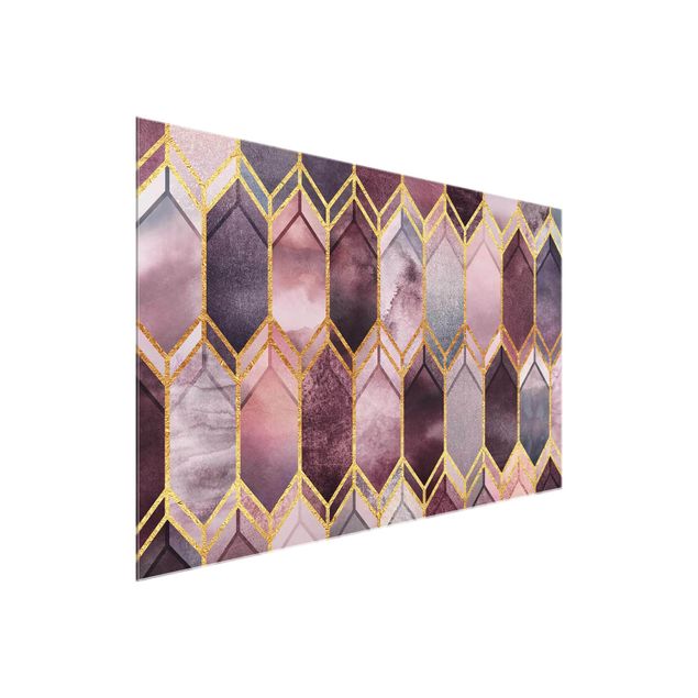 Wandbilder Kunstdrucke Glasmalerei geometrisch Rosé Gold